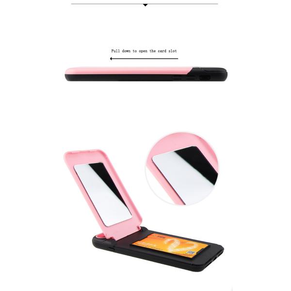 TPU PC 2 in 1 pink card slot phone case with a mirror for iphone X 6splus 7plus