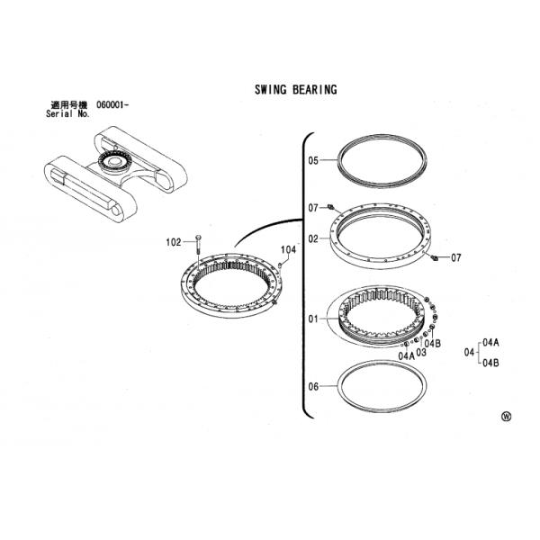 Hitachi ZX80 4437132 Swing Bearing Excavator For Excavator parts