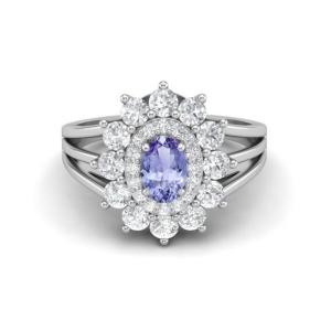 Flower Design JewelersClub Tanzanite Ring Sterling Silver Ring Jewelry with