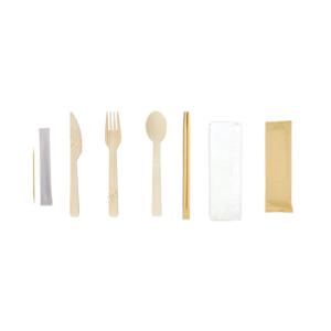 Disposable Bamboo Cutlery Biodegradable Cutlery Set With Napkin And Toothpick