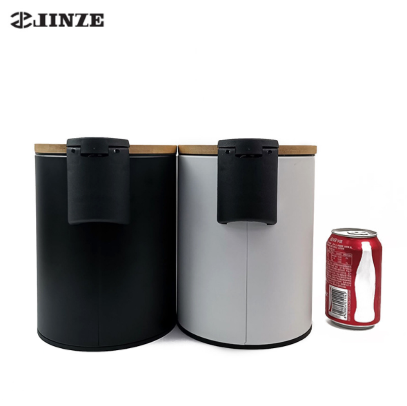 Commercial Foot Operated Waste Bins Stainless Teel Bamboo Lid Trash Garbage Can Pedal Bin