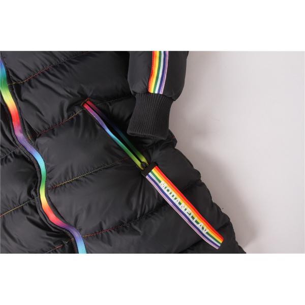Junior Girls longline coats, Children's longline jacket, Hood Fur, Rainbow zipper