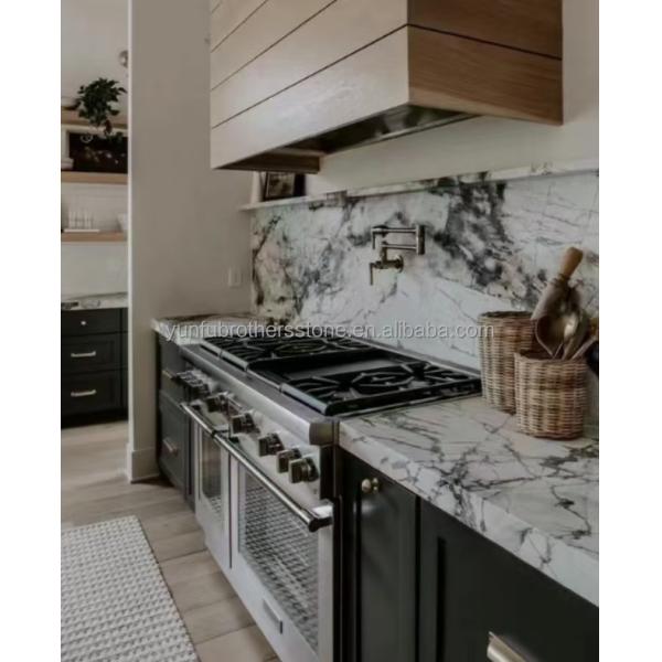 Polished Arabescato White Italian Marble Slab for Modern Wall and Round Dining Table