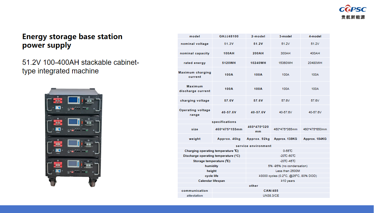 51.2V 100~400Ah Stacked cabinet all-in-one machine