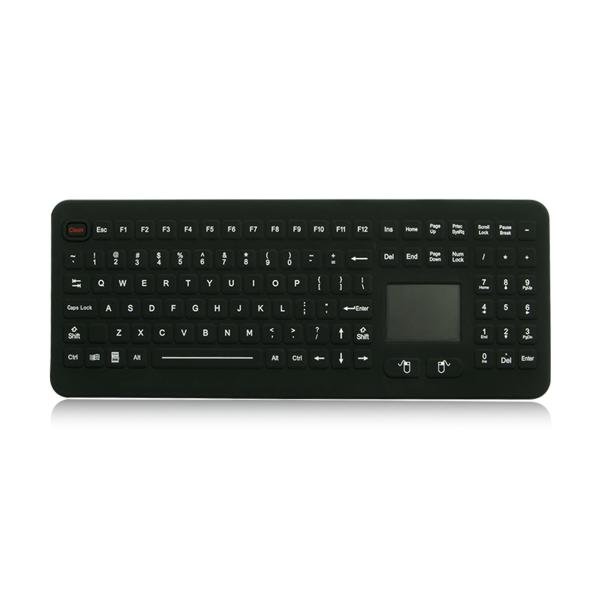 Ruggedized Silicone Industrial Keyboard With Touchpad, Washable Silicone Medical