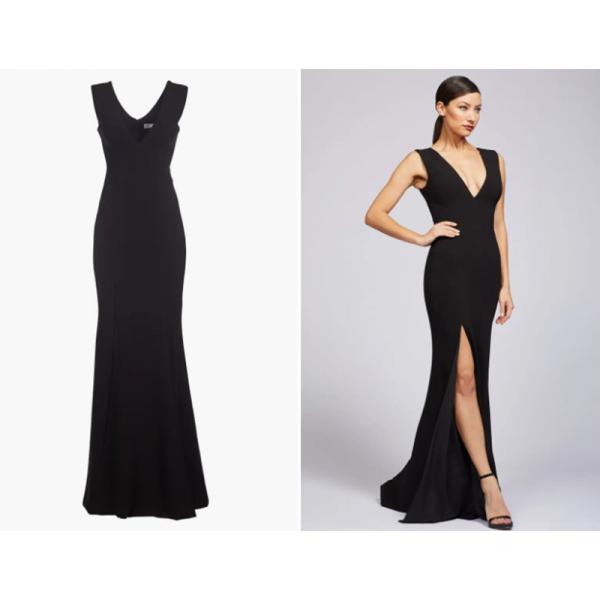 Perfect Manufacturer Deep V-neck Sleeveless Full-length Trumpet Gown Evening Dress Front Split Slit Plus Size