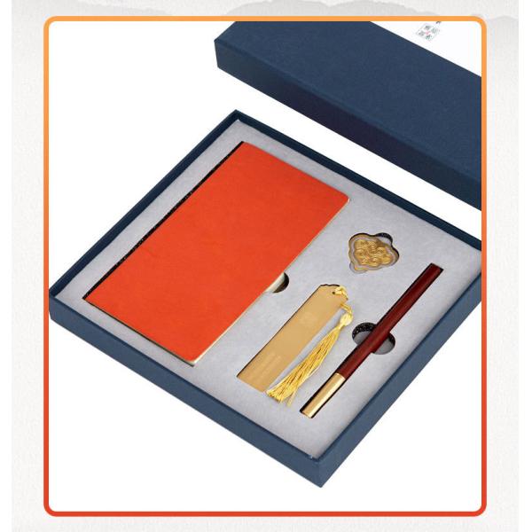 Classical Sandalwood Business Stationery Set Bookmark Notebook Craft Pen U Disk