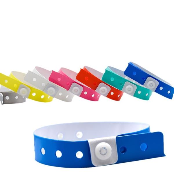 Buy Waterproof Disposable L Shape Vinyl PVC Wristband for Promotion at Hotel Water Park Resort at wholesale prices