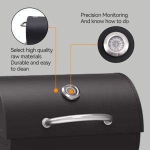 Smokeless Barrel Smoker BBQ Grill with Piezoelectric Ignition and Convenient