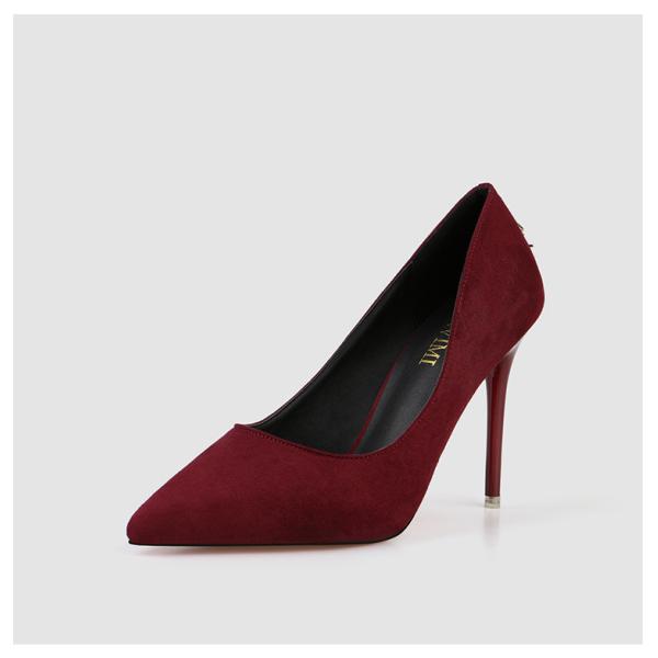 Buy Suede PU Women Pointed Toe Pumps 80mm heel polished tailoring at wholesale prices