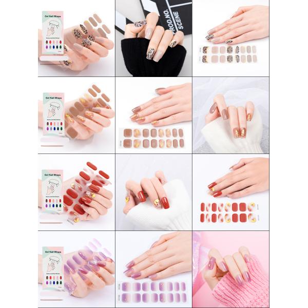 High gloss Irregular bronzing lines Marble leopard print semi curing gel nail sticker used with UV lamp