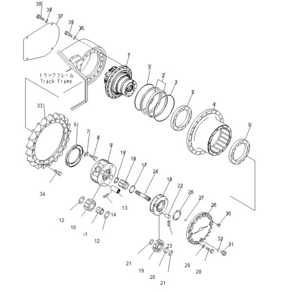 20Y-27-00590 20Y-27-00660 Travel Gearbox For PC200-8M0 Hydraulic Excavator