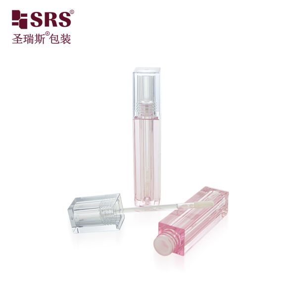 SLS010-4.5ML Square Clear Matte Frosted Makeup Lip Gloss Bottle With Brush Customization Packaging