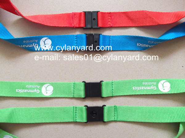 Coloured polyester neck lanyards with printed logo,