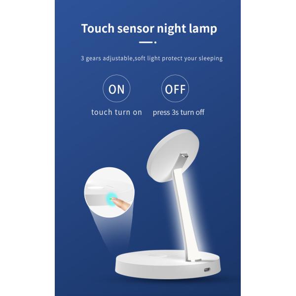 3 Level LED Night Light Wireless Double Charging Stand With Short Circuit Protection
