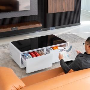 Modern European Style Multifunction Coffee Table with Wireless Charging and