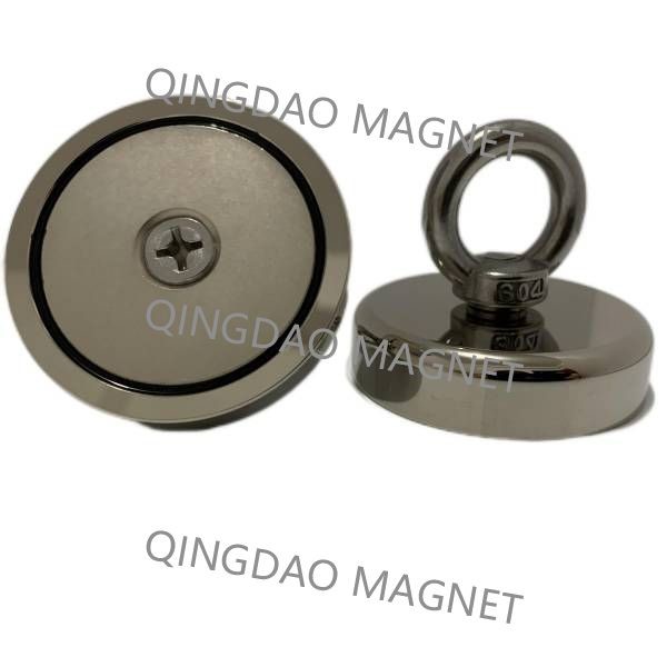 Sintered NdFeB N35 270KGS 600 Lb Fishing Magnet Nickel Coating
