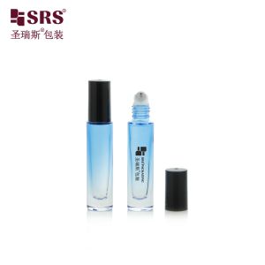 Quality GB1-5ML Paint Gradient Blue Clear Color Glass Roll On Perfume Bottle Applicator No Leakage for sale