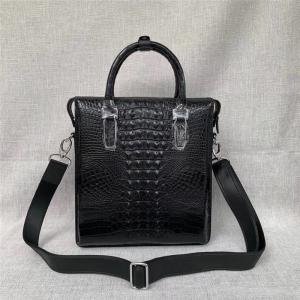 Exotic Genuine Real Crocodile Skin Men's Working Handbag Authentic Alligator