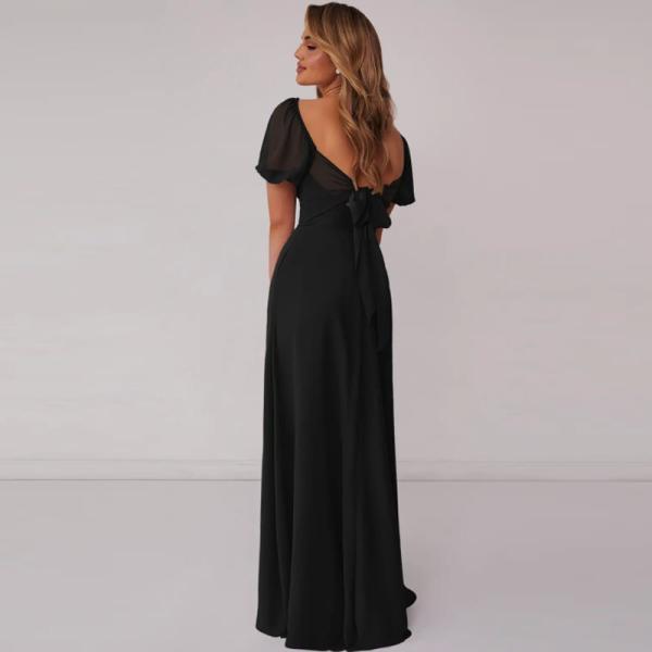 Gorgeous Manufacturer OEM Chiffon Bridesmaid Dress Cap Sleeves V-Neck Backless A-Line Plus Size Pleated