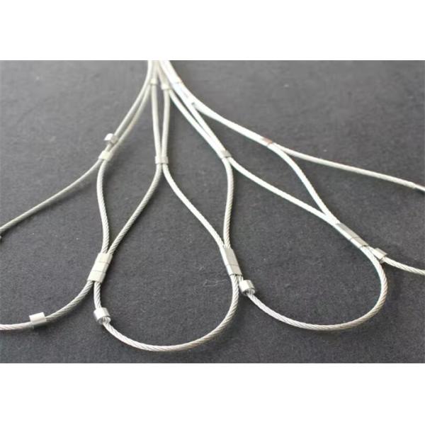 SS304 Silver Ferruled And Knotted Cable Woven Mesh For Zoo