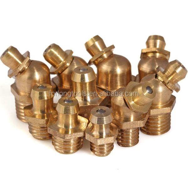 High Temperature Resistant Brass M8 M10 M6 5/16-24 1/4-19 1/4-28 Grease Zerk Nipple Fitting for Industrial Applications