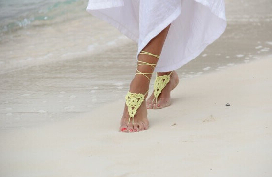 crochet barefoot sandal, bangle, anklet, bridesmaid accessories,bridal