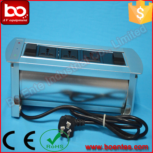 Conference Tabletop Hidden Electric Rotating Power Outlet Box / Desktop Revolving Cable Cubby