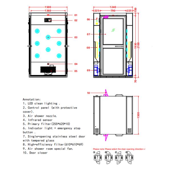 Dual-Person Air Shower | 201 Stainless Steel & Energy-Saving Design | ISO-Certified for Pharma Labs