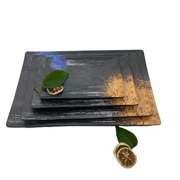 Hotel 8 Inch Melamine Dinner Plates Rectangle With Reliefs Texture