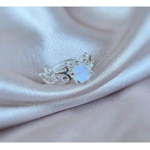 925 Sterling Silver Vine Manufacturer Round Cut Rainbow Moonstone Engagement