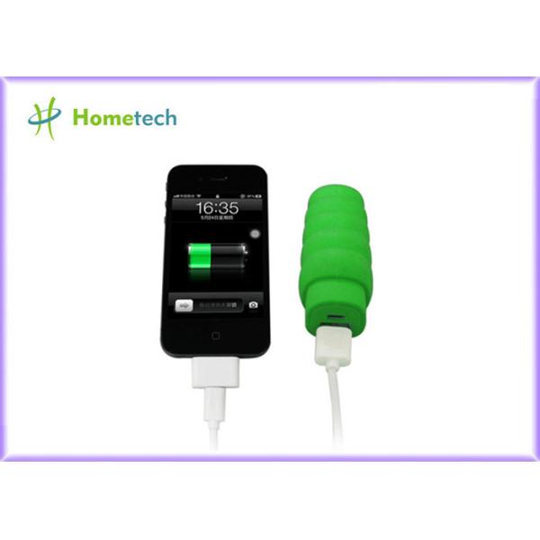 Buy Green Mini Lipstick Power Bank 2600 mAh Soft PVC Cartoon Caterpillars Shaped at wholesale prices
