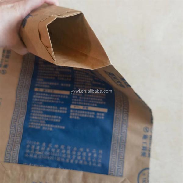 20kg White Kraft Paper Multi Wall Waterproof Cement Bags With Adhesive 2ply Paper 1ply Film