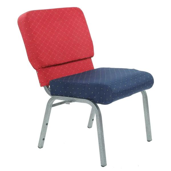 Popular Metal Frame Navy Blue Fabric Church Chairs For Modern Theater Furniture