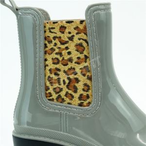 Women High Heel 42EU PVC Rain Boots With Leopard Printed