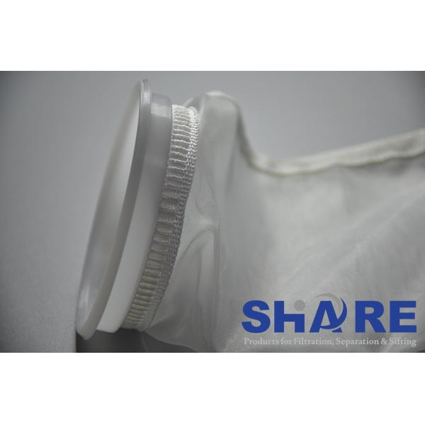 Sewn Construction Nylon Mesh Strainer Bag With Plastic Collar / Drawstring Top