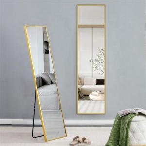 Living Room Modern Metal Frame Black Golden Rose Bathroom Mirror with Stand or