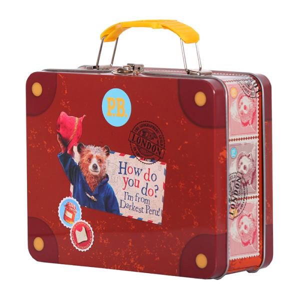 Lunch tin with Plastic Handle and lock, customized tin, decorative tin, metal