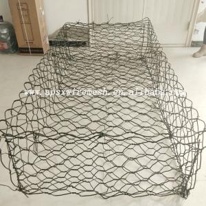 Double Twisted 6x8cm Galvanized Gabion Baskets Stone Filled Cages Hexagon