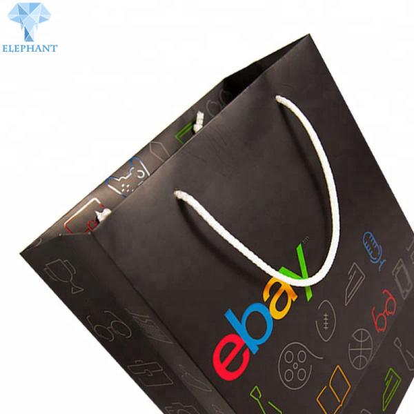 Buy Offset Printing Black Paper Gift Bags With Handles Eco Friendly at wholesale prices