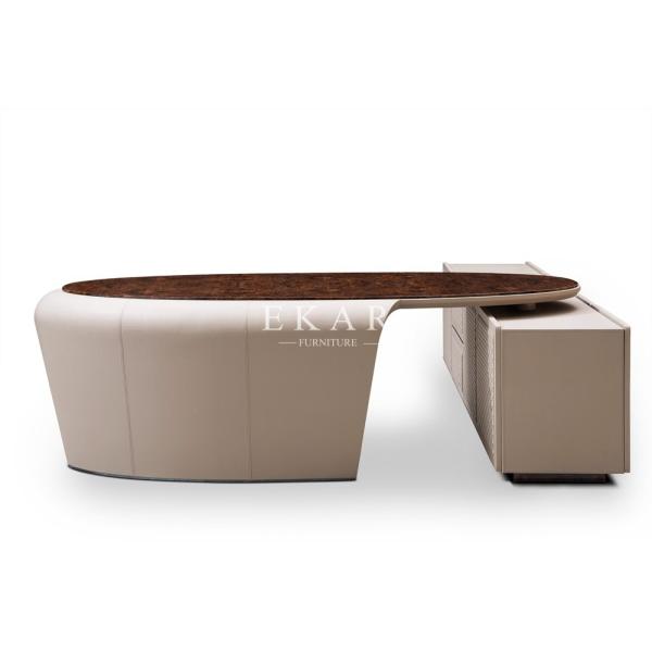 Buy L Shaped Modern Luxury Design High Gloss Executive Office Desk at wholesale prices