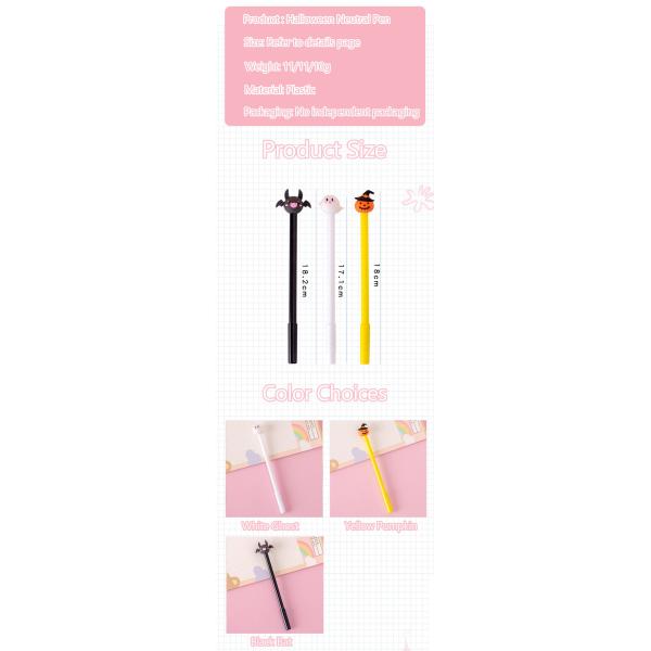 Halloween Neutral Pen 0.5mm Pumpkin Ghost Bat Topping Smooth Writing Gel Ink Pen