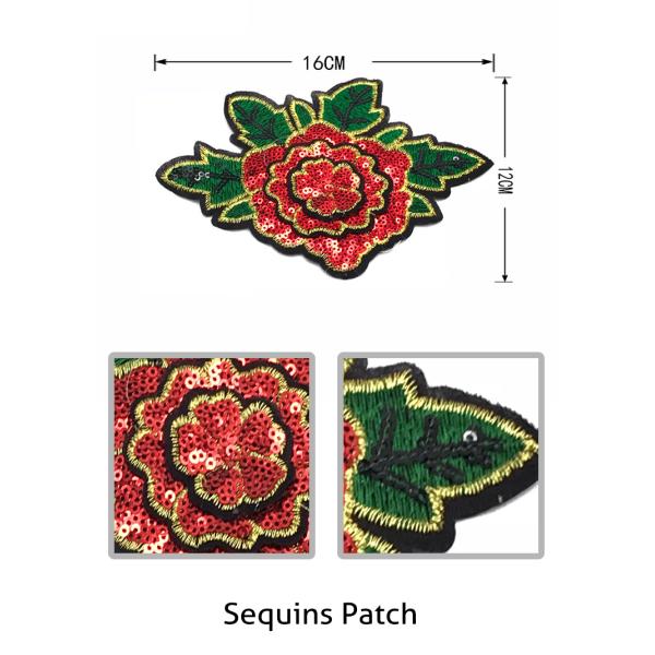 3D Rose Kids Sew On Patches Sequin Material Various Color Any Style Available