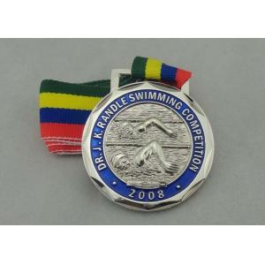 Antique Brass Plating Ribbon Medals Die Casting , Iron Man Medal