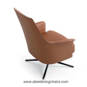 Ss Office Black Real Leather Swivel Base 74cm 97cm Single Seater Couch