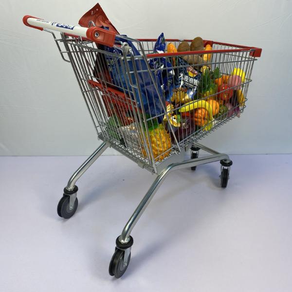 150L TPU Wheels European Style Steel Shopping Cart For Grocery Store