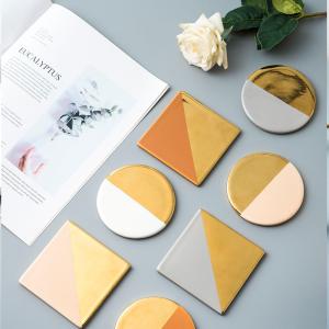 China Water Proof Ceramic Coaster Tea Cup Coasters For Business Gifts Square Round Cup Mat on sale