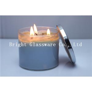 Solid Black Glass Candle Holder , Candle Jar With Lid Cover