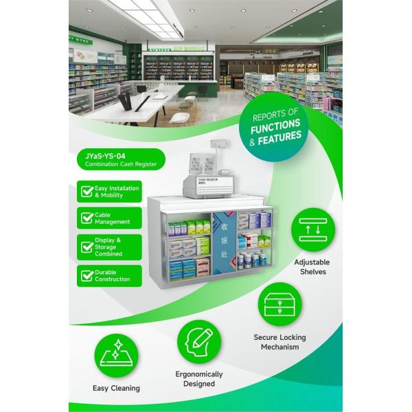 JYaS-YB-04 Professional Medical Style Medical Equipment Back Cabinet with White Glossy Boards and Aluminum Price Tag Slot