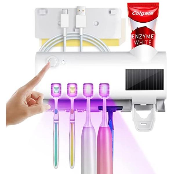 Buy Bathroom Solar Energy UV Toothbrush Holder Toothpaste Dispenser Multi Function at wholesale prices